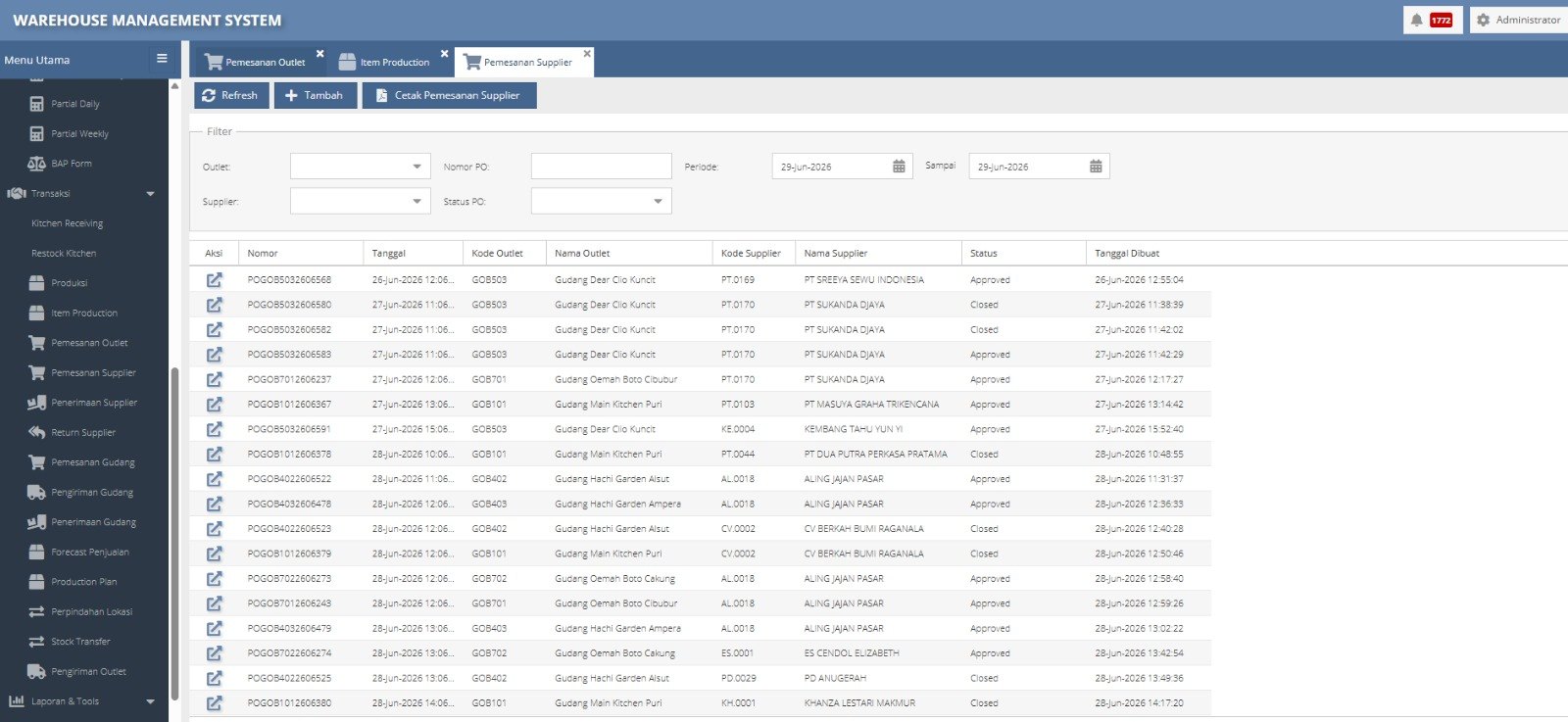 Supplier Purchase Orders